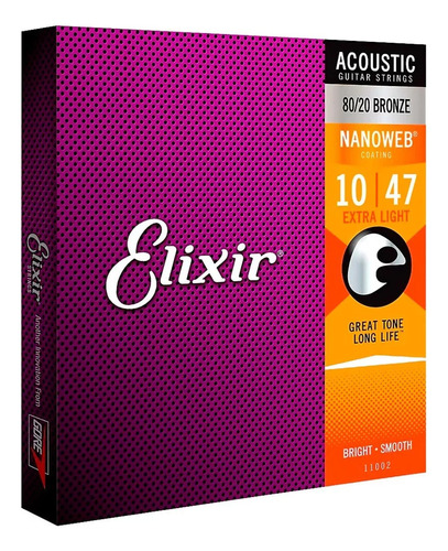 Paquete De Cuerdas Guitarra Acústica 10/47 Elixir 11002