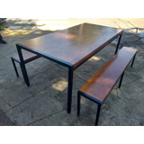 Vendo Mesa De Madera/hierro + Bancos