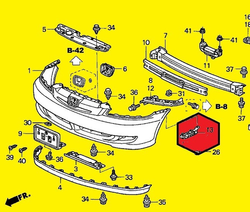 Base Izquierda  Parachoque Delantero  Civic 2001 2002 2003 Foto 2