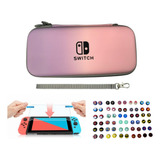 Estuche Rígido Rosa/lila Pastel + Vidrio + 2 Grips Switch