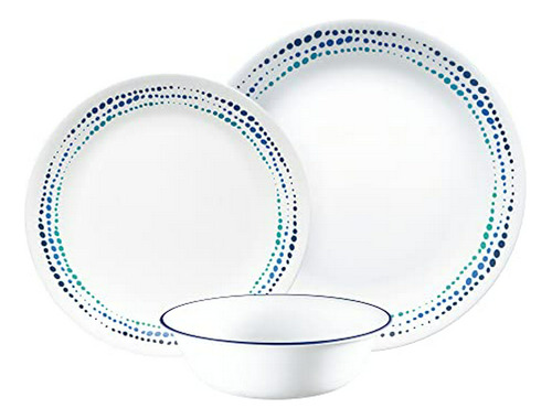 Juego De Vajilla Corelle (12 Piezas, Azules Oceánicos) - Par