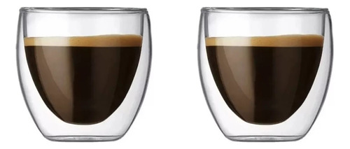 Vaso Taza Café X2 Pocillo Doble Fondo Vidrio Borosilicato