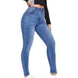 Jean Chupin Tiro Medio Alto Elastizado Mujer Clasico Cropped