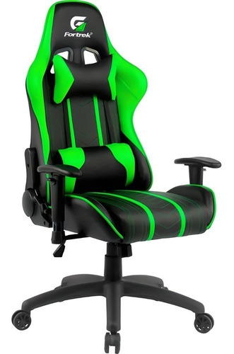 Cadeira Giratória Gamer Black/green Inclinável Fortrek