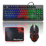 Kit Teclado Mouse Y Mouse Pad Usb Rgb Bluefinger 87 Teclas