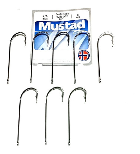 Anzuelos Mustad 4/0 Pata Larga 92611 - 8 Unidades. Mariano Pesca