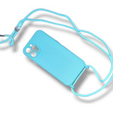 Funda Silicona Silky Con Correa Para iPhone 12 Pro Max Aqua