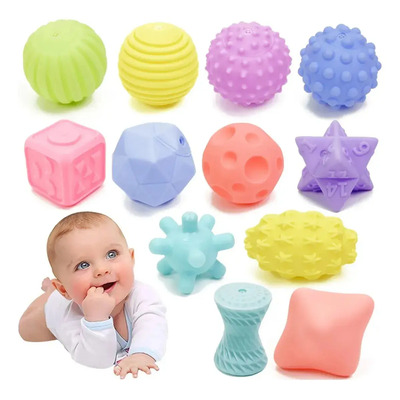Ycrigns® Set 12 Pelotas de Bebé Sensoriales Cubos Didácticos Juguetes Material PVC Premium Duradero y Lavable | Para Estimulación Temprana 6-12 Meses Desarrolla Motricidad Fina y Sensorial | Envío gratis
