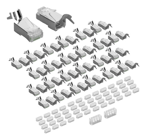 Conector De Red De Cable Rj45 Nw017 Blindado Dorado Cat7