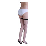 Medias Pantys Delgadas Ligas Muslo Alto Natural Skin Negro