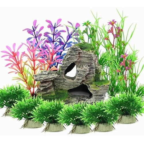 13 Pcs Plantas Artificiales Decorativas Acuario Pecera