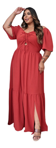 Vestido Longo Forrado Plus Size Forma Grande Alsinha 48/ 54