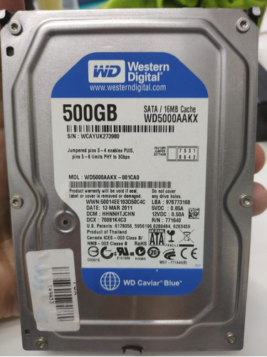 Hdd 500gn Western Digital Wd Caviar Blue Wd5000aakx 500gb 