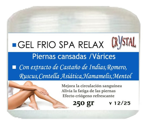 Gel Frio Spa Relax Para Piernas Cansadas/varices 250 Gr