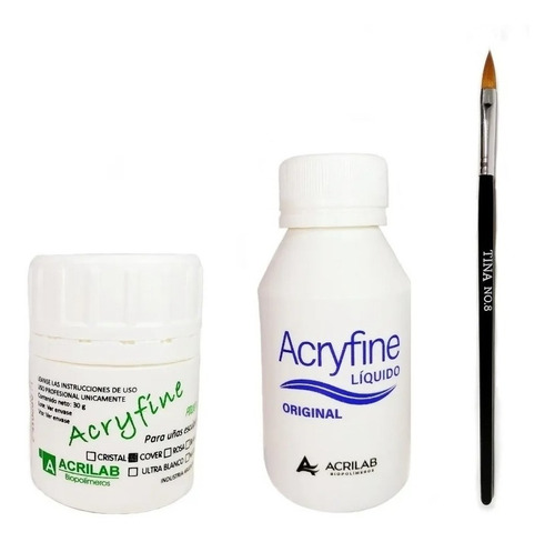 Acrilico Acryfine 30 Gs Polimeros + Monomero + Pincel Tina