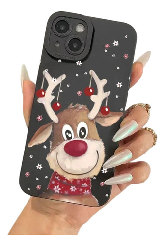 Funda De Teléfono De Papá Noel Con Diseño De Alces Navideños