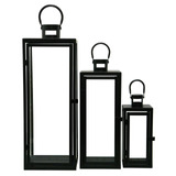 Set 3 Faroles Porta Velas Rectangulares Metal 50cm