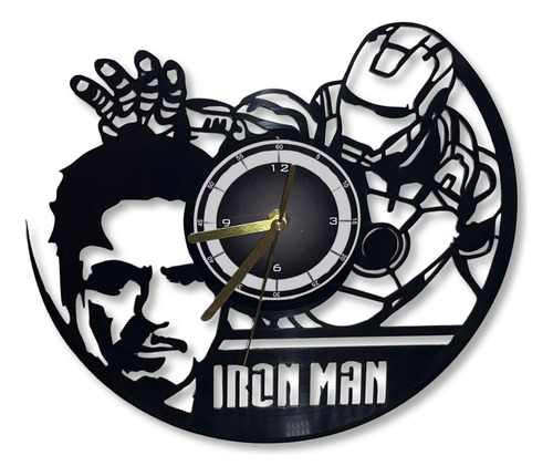 Reloj Pared Ironman Disco De Vinilo Vintage Corte Laser 