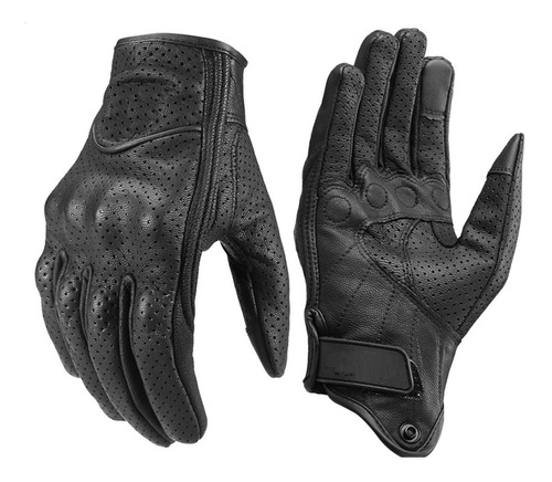 Guantes Moto Piel Protecciones Premium Perforado Touch