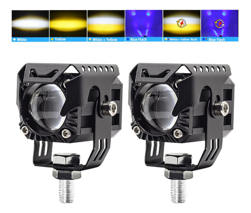 Faros Auxiliare Lupa Exploradoras Para Moto Con Estrobo 90w