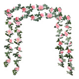 2pcs Guia Enredadera Con Rosas Artificial Decoración Flores