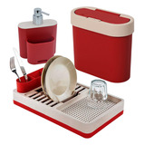 Kit Pia 3 Peças Flat Coza Brinox Vermelho