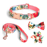 Accesorios Para Paseo Con Estampado Floral Para Perro Y Gato Color Rosa Tamaño Del Collar Chico