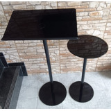 Conjunto De Mesa E Púlpito Hillsong Aço Inox /acrílico Preto