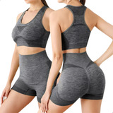 2 Top + 2 Short Levanta Bumbum  Conjunto Academia Fitness 