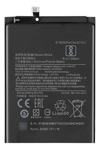 Batería Pila Para Teléfono Xiaomi Note 9 Bn54 