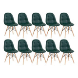 10 Cadeiras Estofada Botão Eames Botonê Capitonê Cores Cor Do Assento Verde-escuro