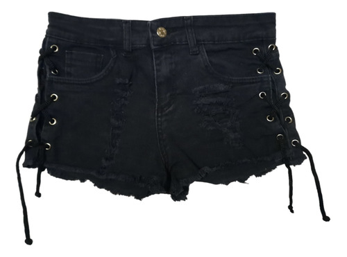 Short De Jean Negro Con Detalles Super Cancheros - Moda Circ