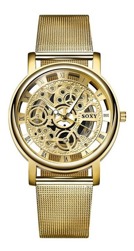 Relógio Feminino Skeleton Dourado Prata Promoção Barato Novo