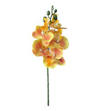 1 Orquídea Artificial Silicone Haste Flexível Laranja 50cm