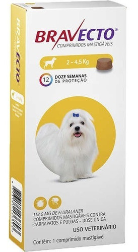 Antipulgas E Carrapatos Bravecto De 2 - 4,5 Kg Msd