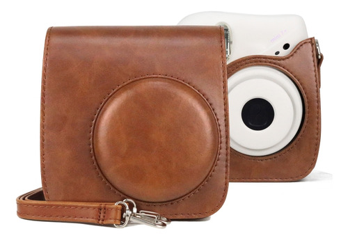 Funda De Piel De Cuerpo Entero Marrón Para Fujifilm Instax M