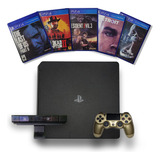 Playstation 4 Slim 1 Tb + Camara Ps 4 + 5 Juegos Fisicos