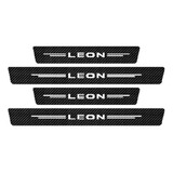 4 Stickers Protección Estribos Seat Leon Fibra De Carbono