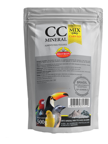 Biotron Mineral Mix Grit Pássaros Canário Curió Coleiro 500g