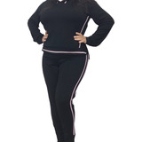 Conjunto De Frio Feminino Plus Size Manga Longa Calça Jogger