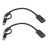 Adaptador Usb Paquete De 2 Cables  2 En 1 Micro  Y Tipo Ctr