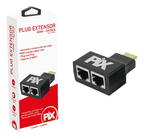 Par De Extensor De Cabo Hdmi 20 Metros Passivo Utp Rj45