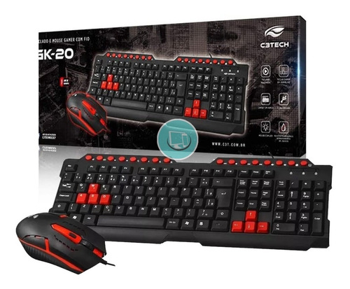 Teclado E Mouse Gamer C3tech Gk-20bk Usb - Promoção - Barato