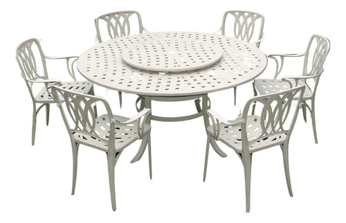 Conjunto De Jardim Com Mesa Giratória E 6 Cadeiras Aluminio