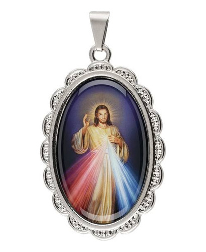 Medalha Pingente Jesus Misericordioso Oval