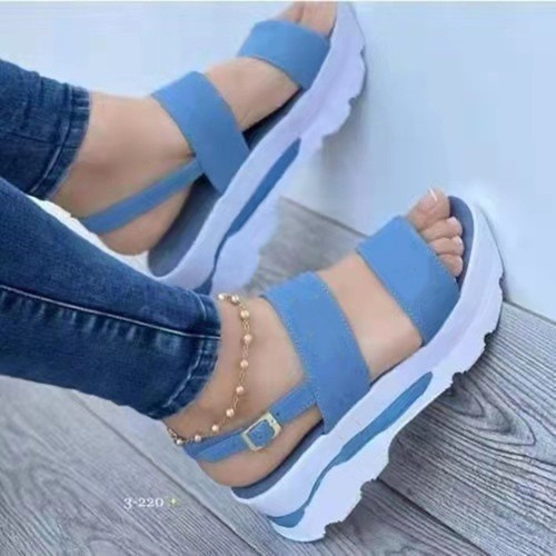 Sandalias De Cuña Con Plataforma Para Mujer .