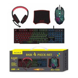 Set Gamer Rgb 4 Piezas Aoas Teclado Mouse Padmouse Audifonos