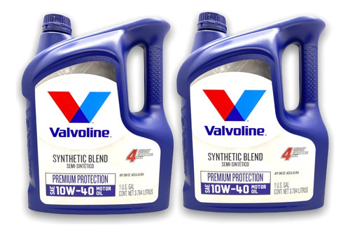 Aceite 10w40 Semisintetico Valvoline 2 Bidones 8l + Regalos