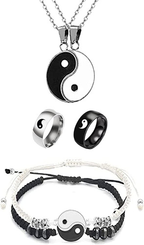 Juego De 6 Pulseras Yin Yang De Cordón Ajustable Para Pareja