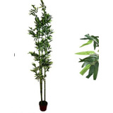 Planta Artificial Bambú 120 Cm Maceta Redonda Cafe 3 Varas